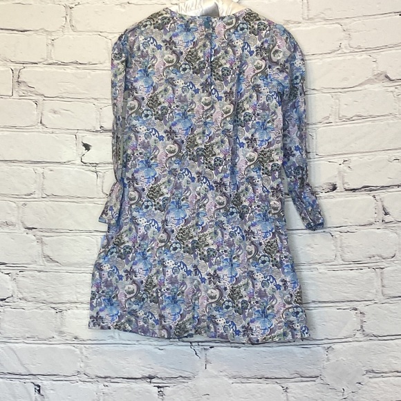 Rabbit Moon Blue Gray Floral Dress Size 4Y Excellent Condition - Picture 7 of 9